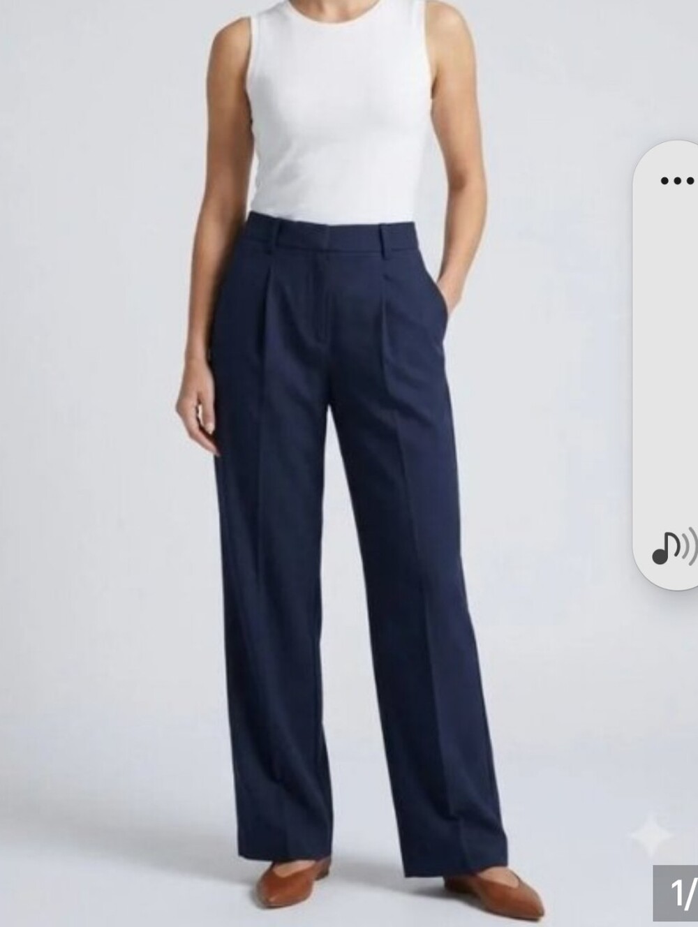 RHONE Navy Wide-Leg Trousers